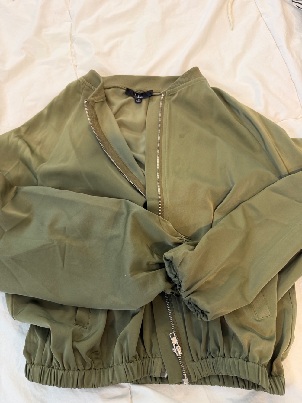 Lulu's Olive Green Bomber Jacket Lightweight